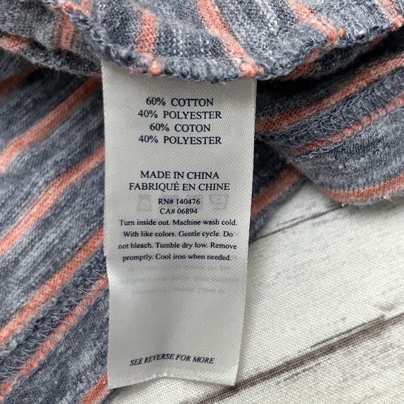 Faherty Shirt Men's Medium Gray Red Stripes Crewneck Cotton Blend Tee Casual - Picture 7 of 8